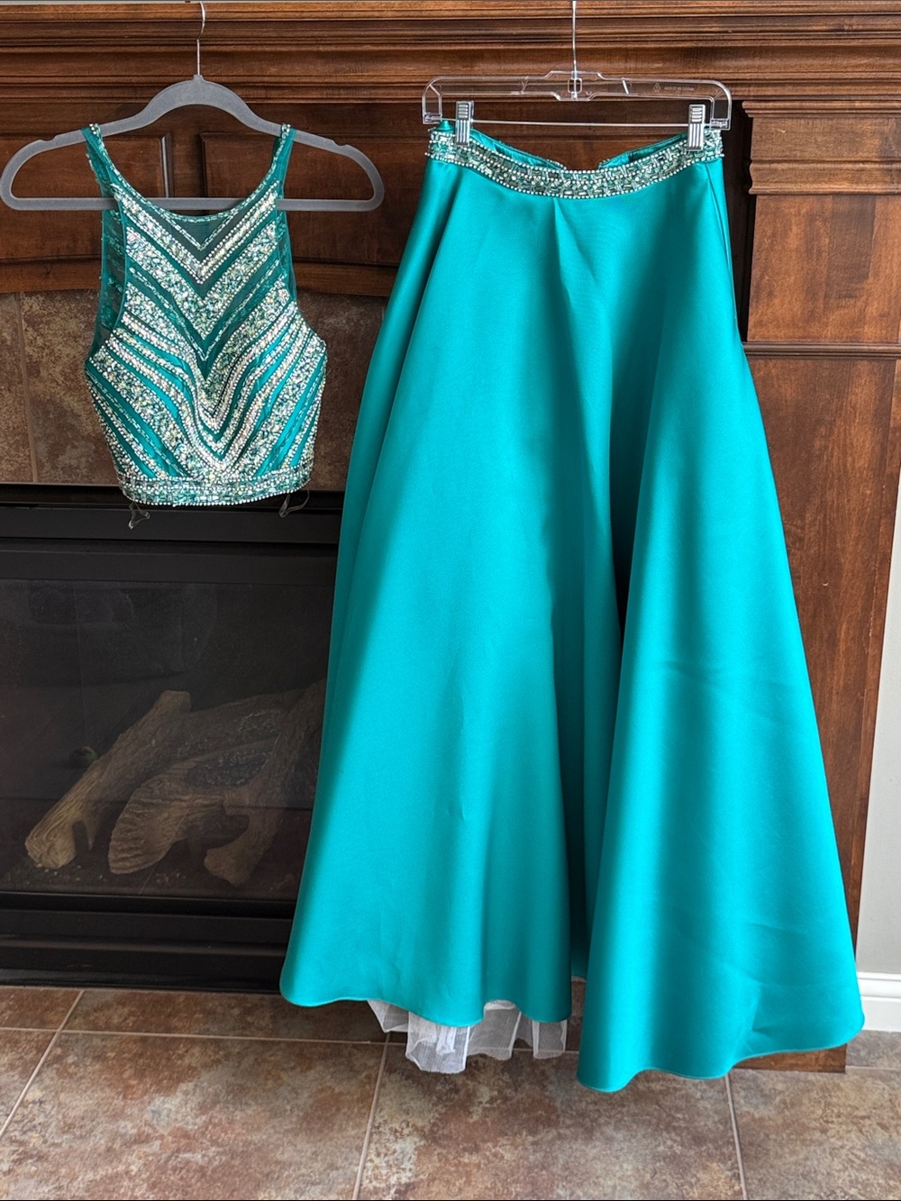 Stunning 2 piece beaded formal dress gown prom XS/S Morilee by Madeline Gardner